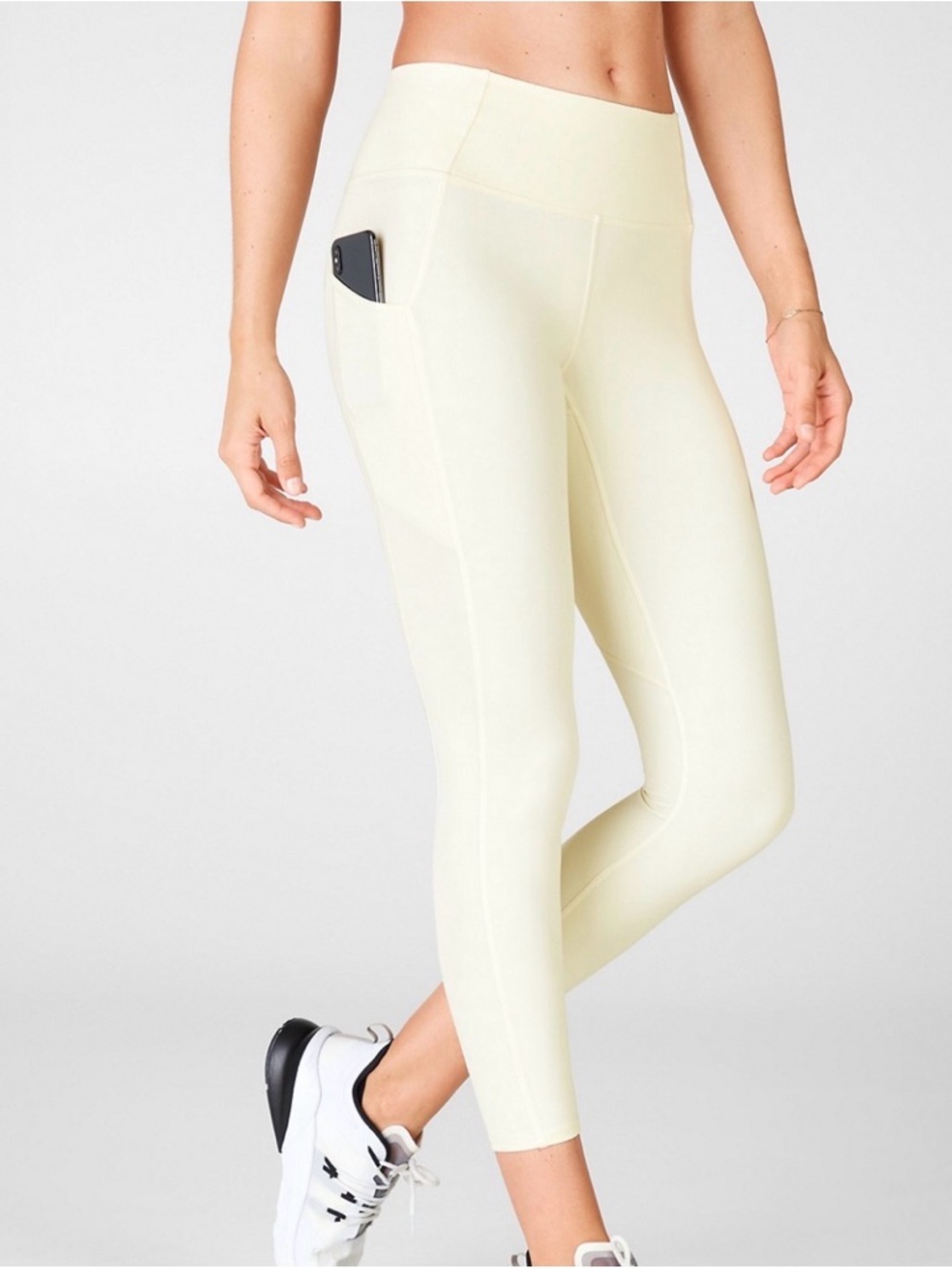 Fabletics Oasis PureLuxe High-Waist Side-Pocket Crop Leggings in Off White Small